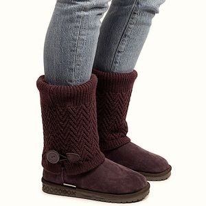 MUK LUKS Women's Janie Knit Cuff Mid-Calf Boot in Brown Chevron, Women’s Size 11